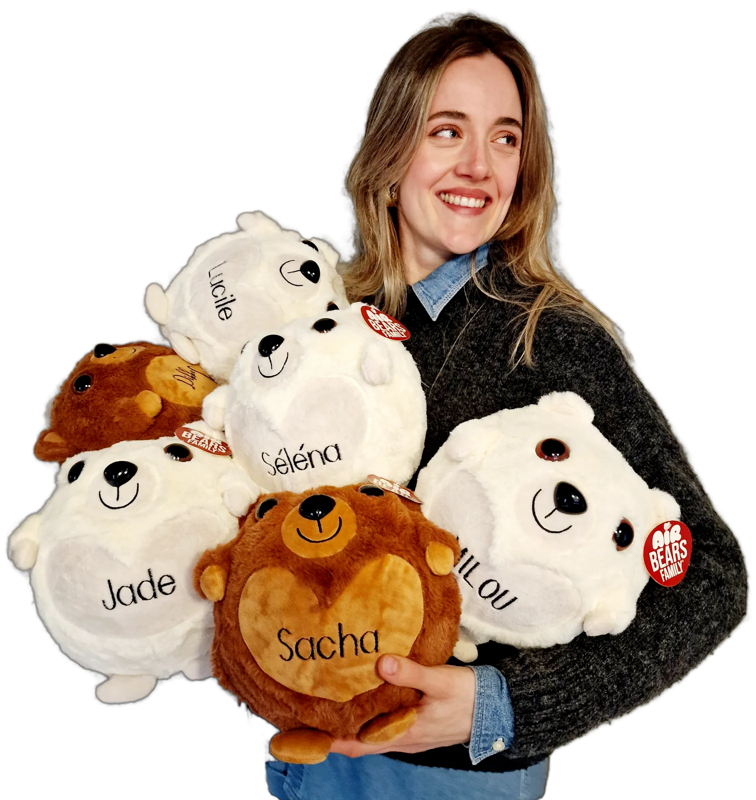 Peluche gonflable brune avec prénom