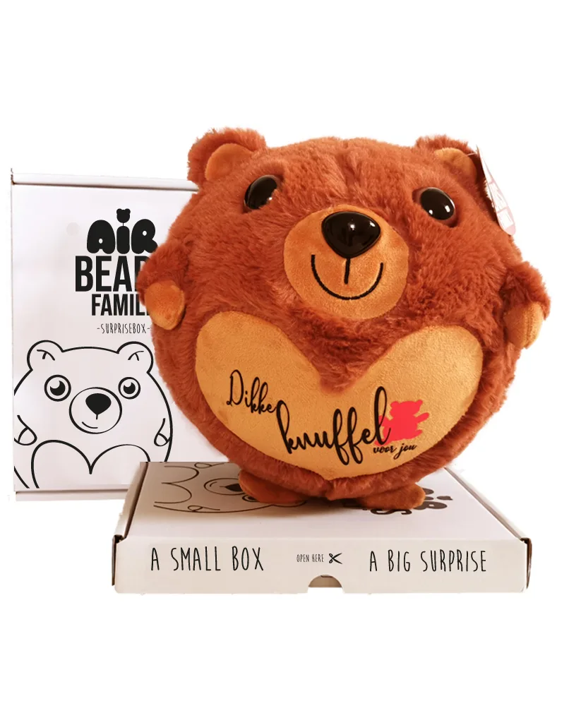 Peluche gonflable brune avec prénom